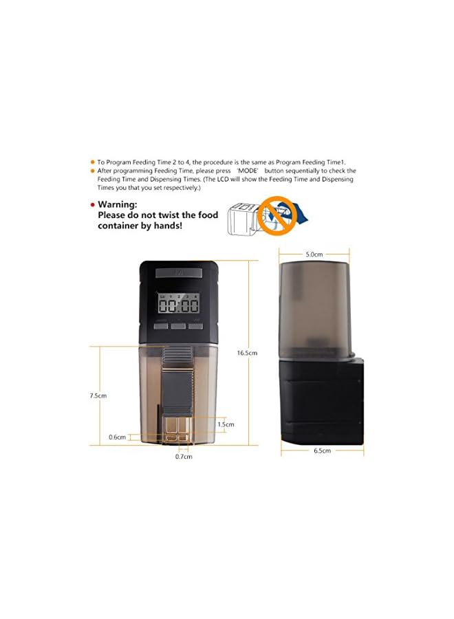 Aquarium Fish Feeder, 0.175L Capacity, Plastic, Timer, Suitable for Pelleted, Particle, Flake Feeds - Image 5